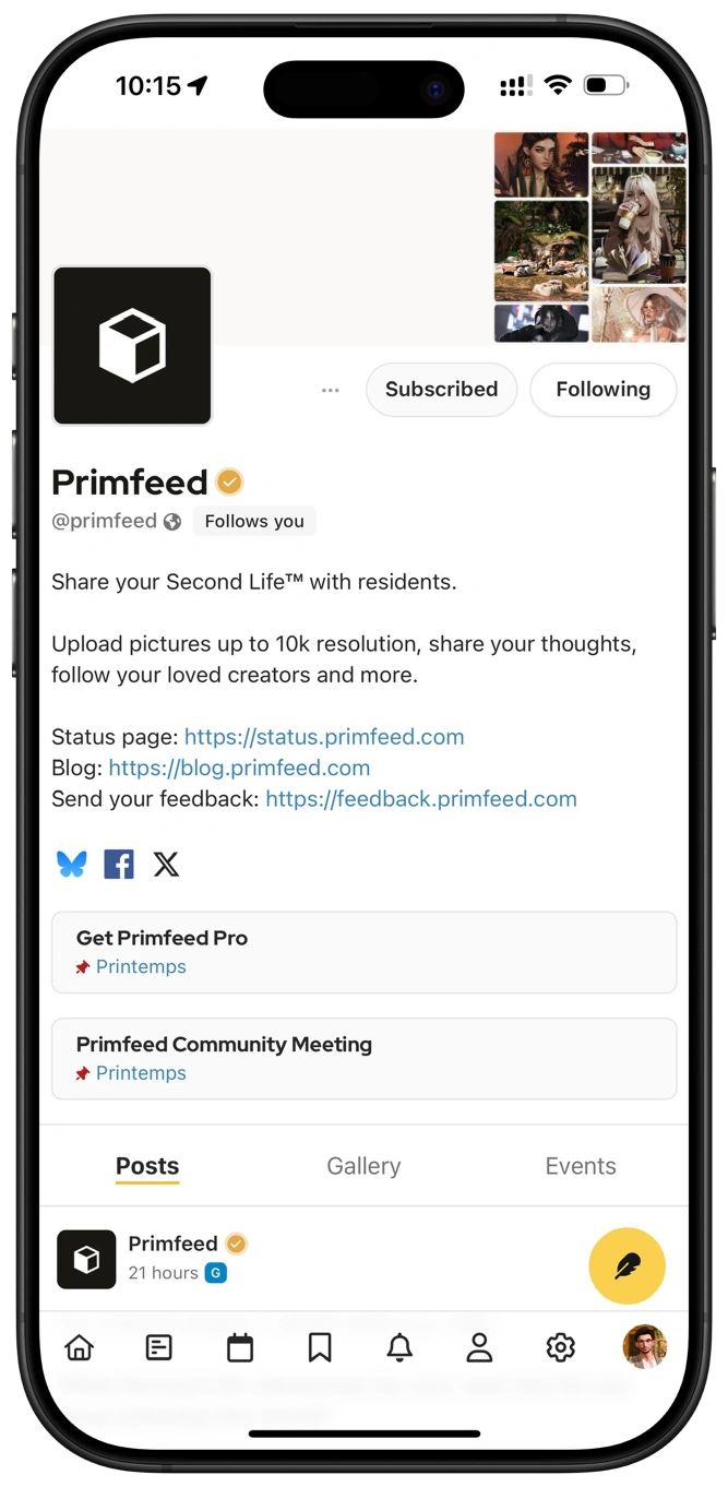 screenshot from Primfeed